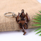 ALVENZA Trishul Damru Om Keychain – Spiritual Antique Finish for Daily Use