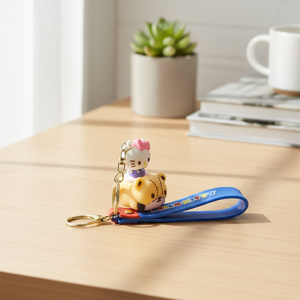 ALVENZA Cartoon Cat Silicone Keychain – Cute Soft Key Holder with Wrist Strap