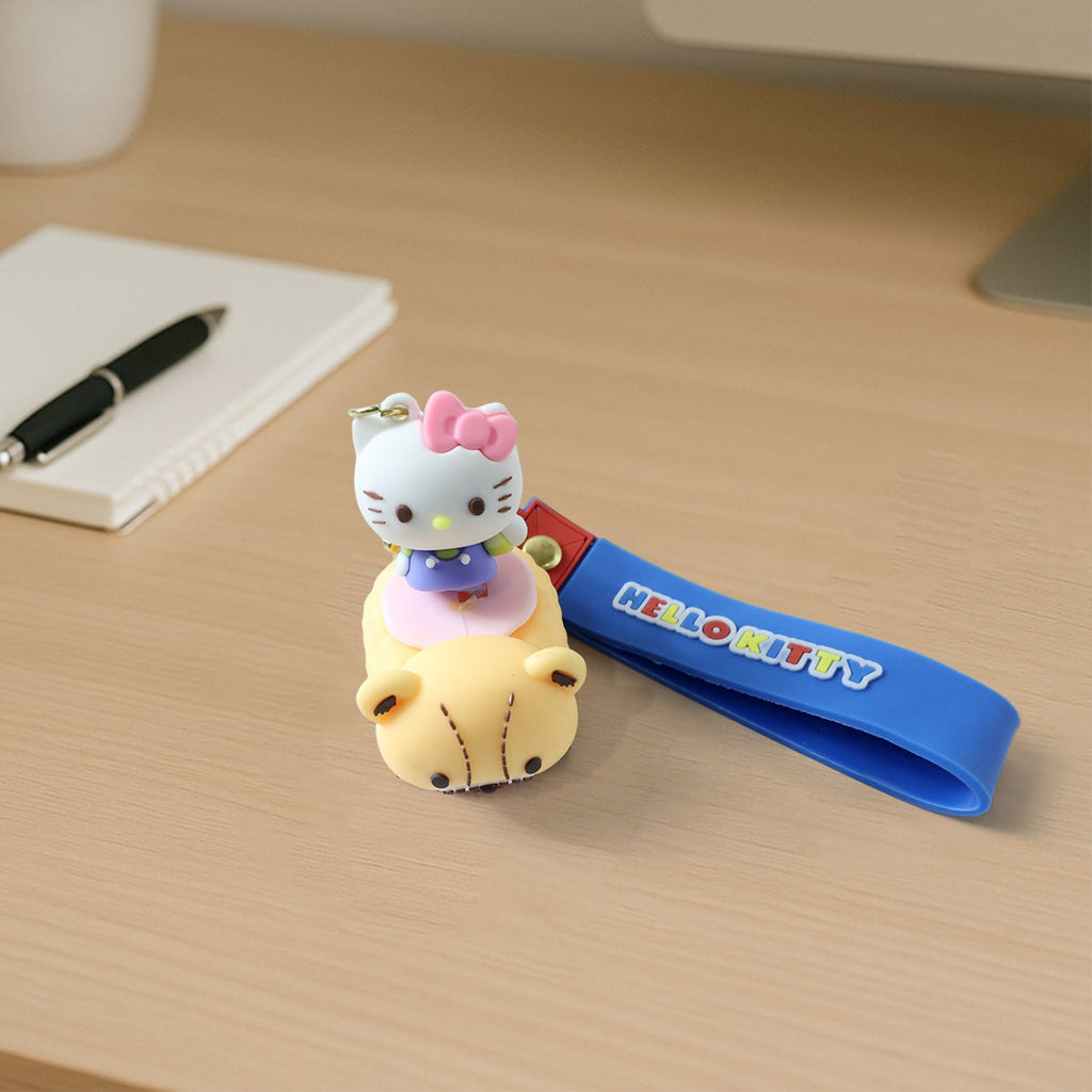 ALVENZA Cartoon Cat Silicone Keychain – Cute Soft Key Holder with Wrist Strap