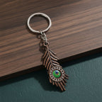 ALVENZA Mor Pankh Peacock Feather Keychain – Elegant Crystal Accent