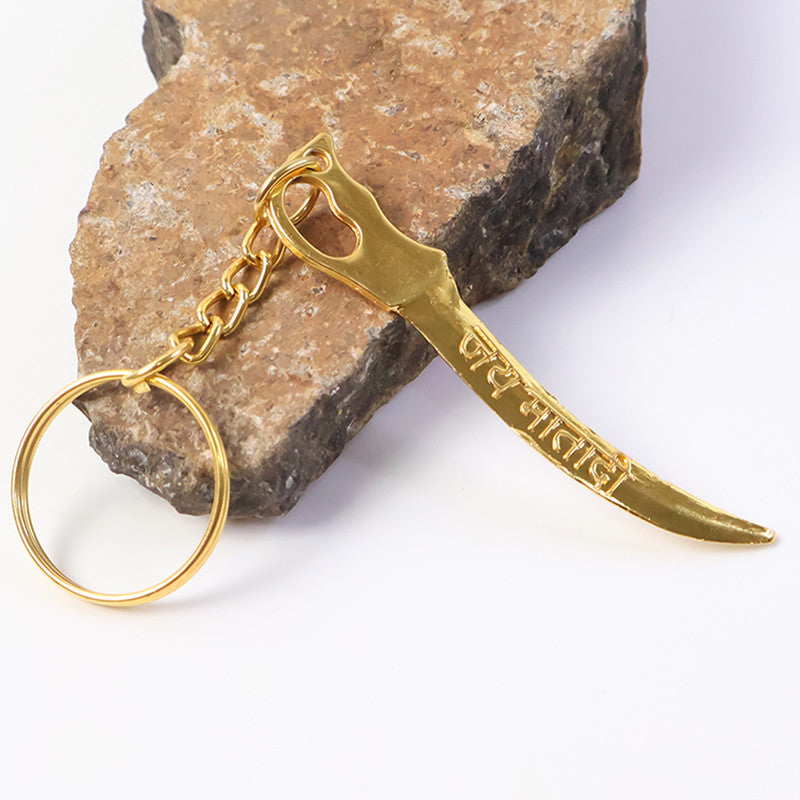 ALVENZA Golden Mataji Sword Keychain – Durable & Stylish Devotional Accessory