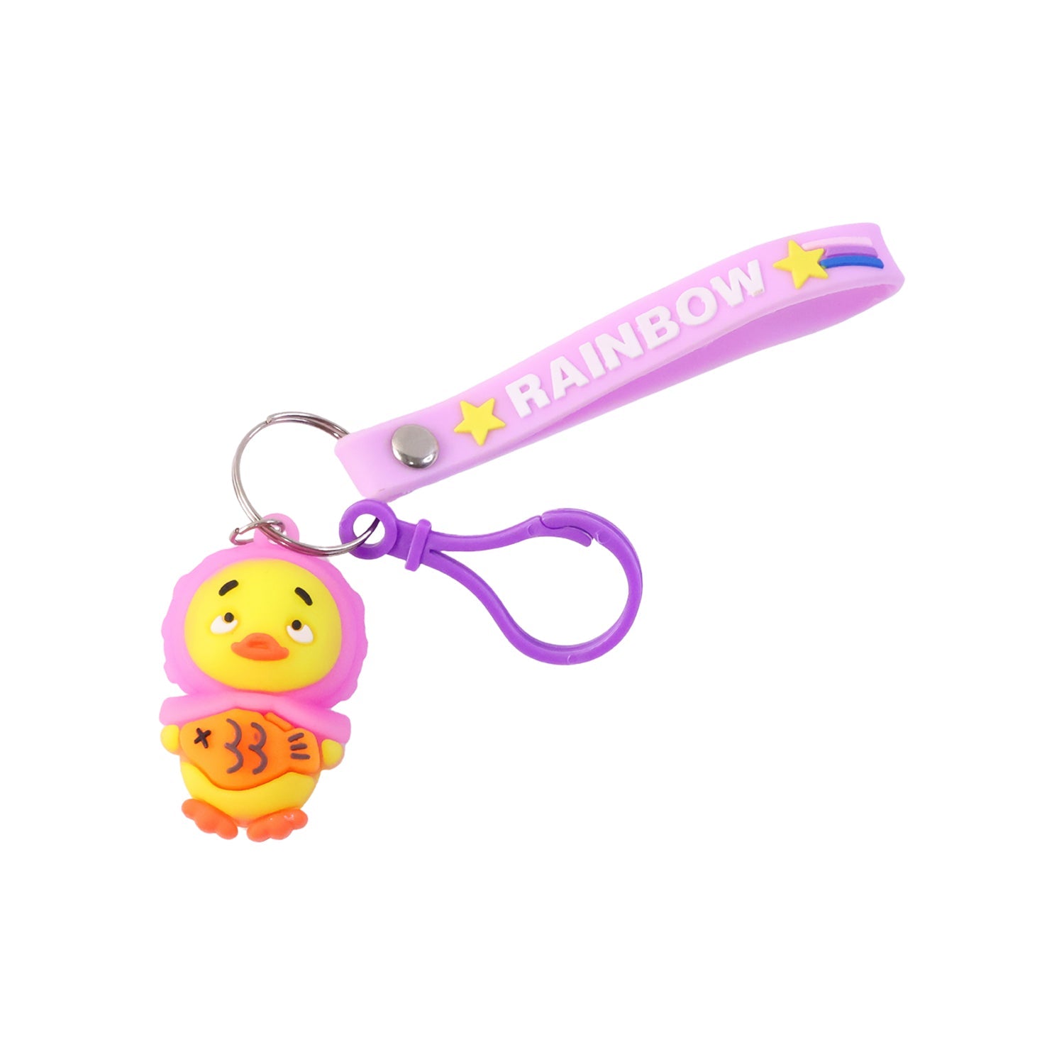 ALVENZA Cartoon Duck Keychain – Cute Rainbow Strap Accessory