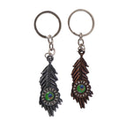 ALVENZA Mor Pankh Peacock Feather Keychain – Elegant Crystal Accent