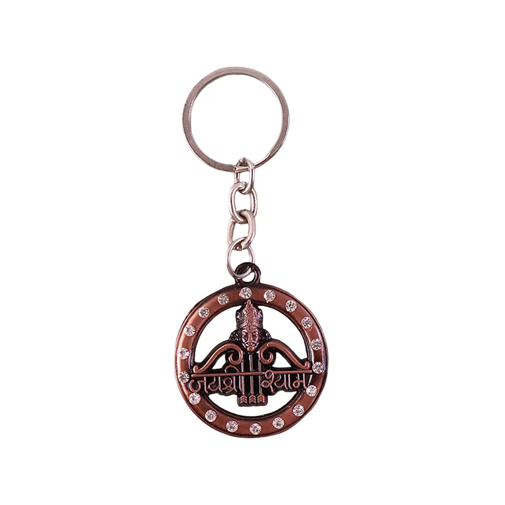 ALVENZA Jai Shree Shyam Keychain – Durable Metal with Crystal Accent