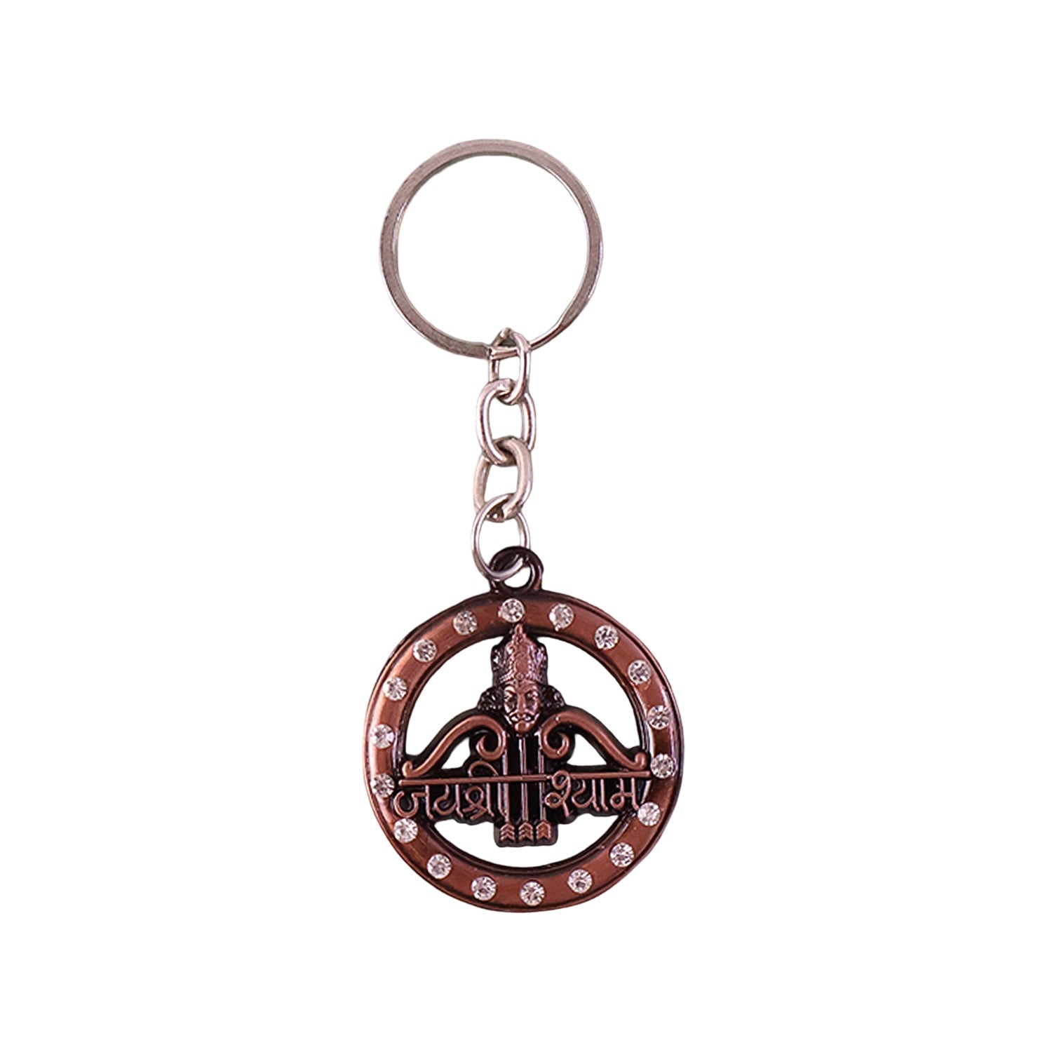 ALVENZA Jai Shree Shyam Keychain – Durable Metal with Crystal Accent