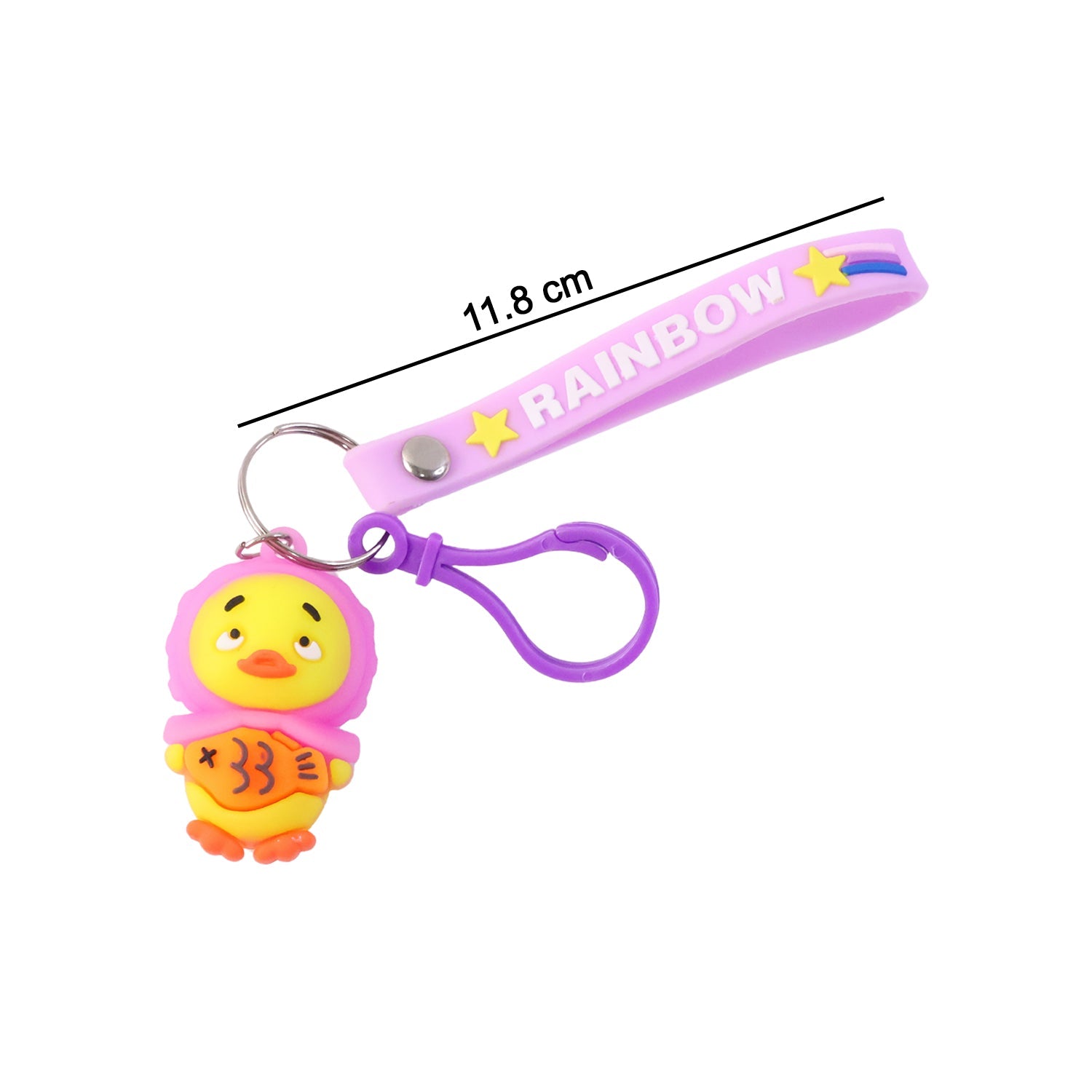 ALVENZA Cartoon Duck Keychain – Cute Rainbow Strap Accessory