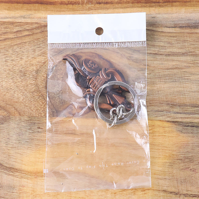 ALVENZA Trishul Damru Om Keychain – Spiritual Antique Finish for Daily Use