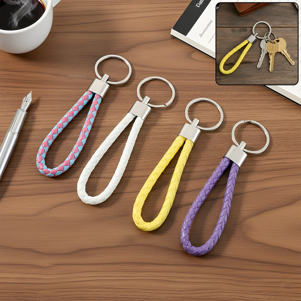 ALVENZA Braided Loop Keychain Set – 4-Piece Stylish Key Organizer for Daily Use