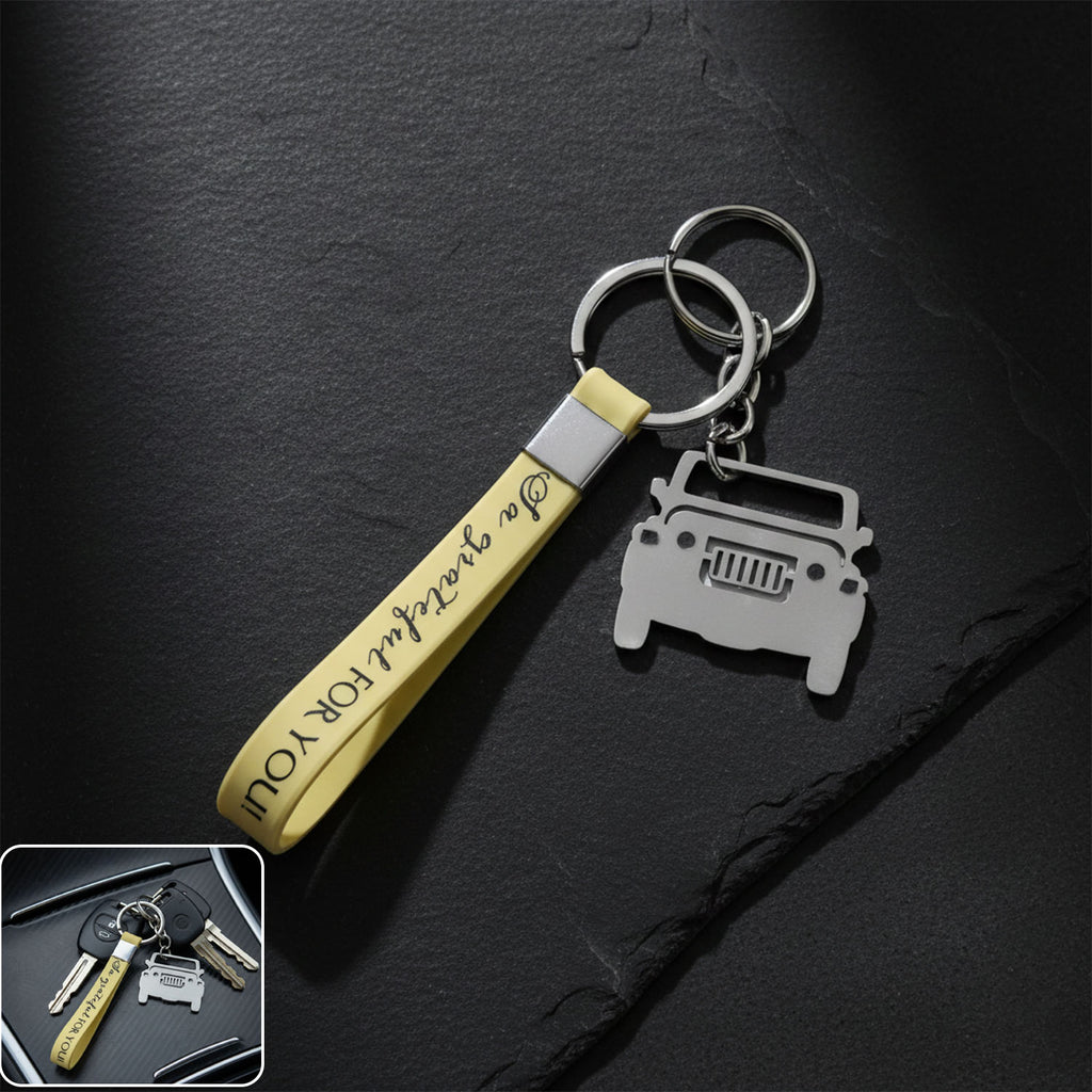 ALVENZA Jeep-Shaped Metal Car Keychain – Stylish Dual-Keyring Set