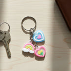 ALVENZA Heart & Rainbow Charm Keychain – Playful Multi-Charm Accessory