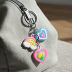 ALVENZA Heart & Rainbow Charm Keychain – Playful Multi-Charm Accessory