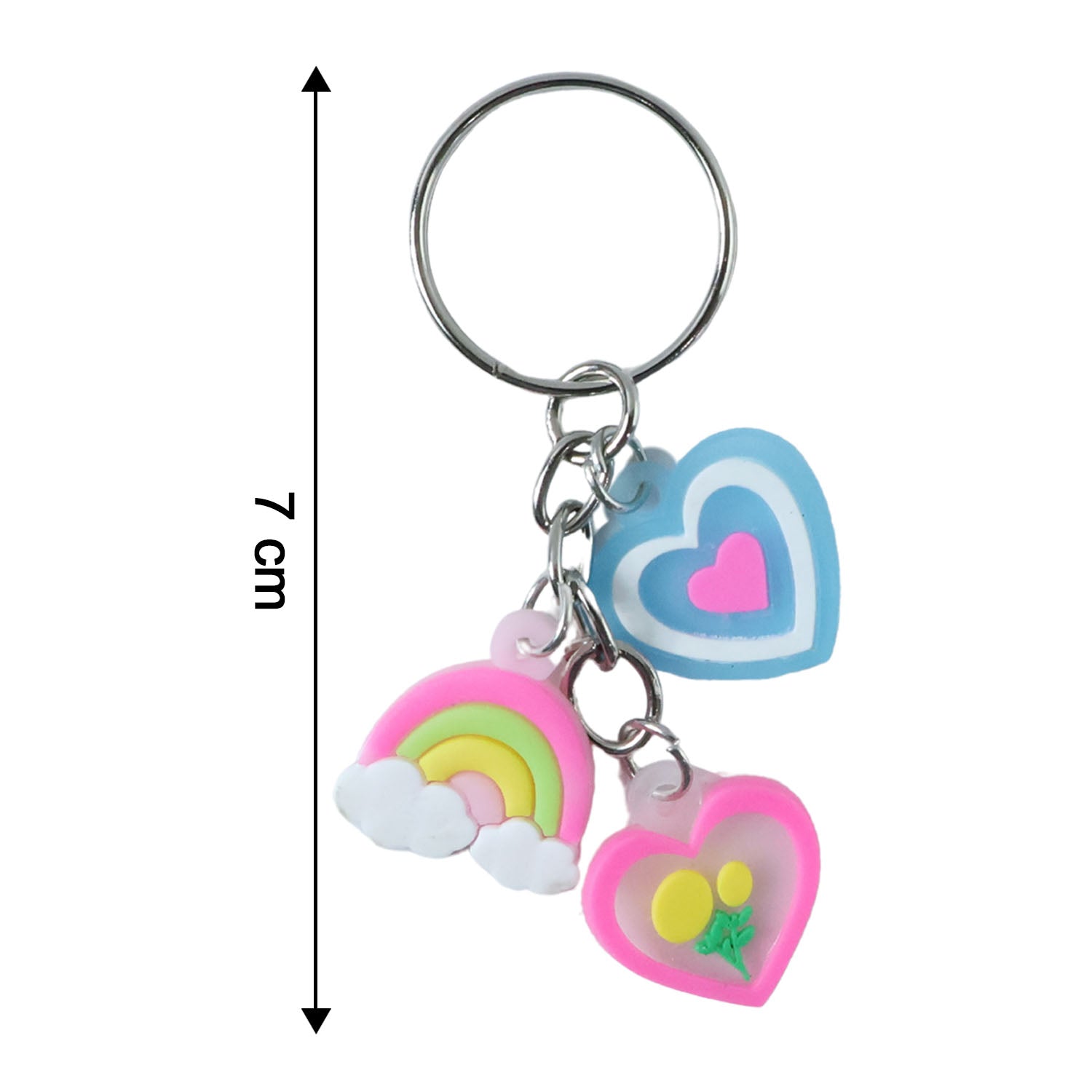 ALVENZA Heart & Rainbow Charm Keychain – Playful Multi-Charm Accessory