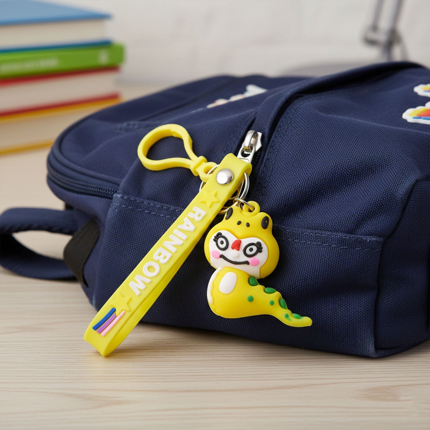 ALVENZA Dinosaur Keychain – Cute Cartoon Charm with Rainbow Strap