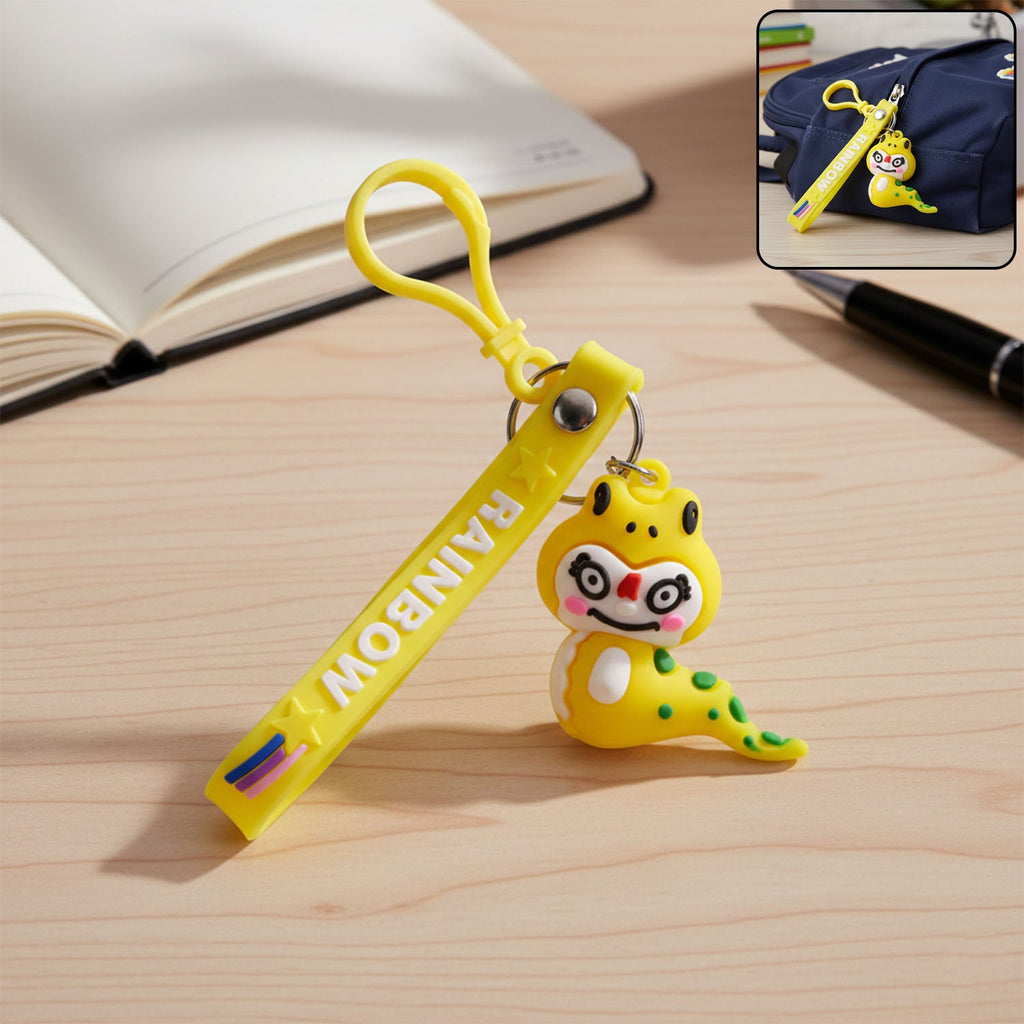 ALVENZA Dinosaur Keychain – Cute Cartoon Charm with Rainbow Strap