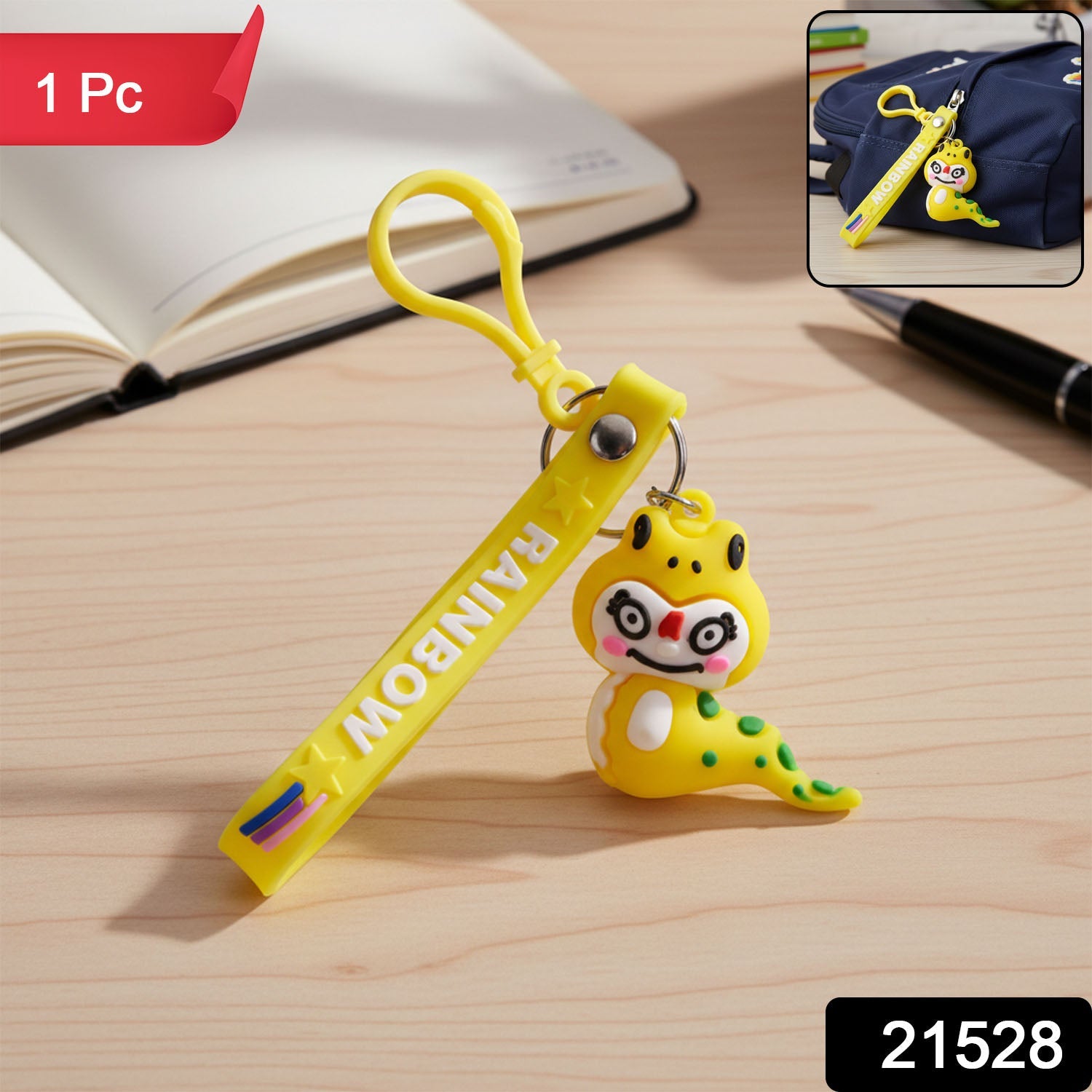 ALVENZA Dinosaur Keychain – Cute Cartoon Charm with Rainbow Strap