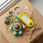 ALVENZA Avocado Cartoon Keychain – Cute Name Tag Holder