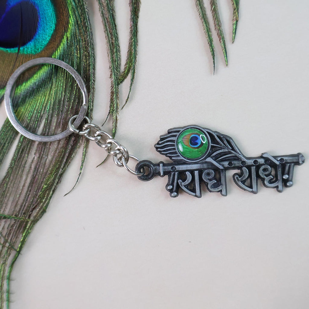 ALVENZA Krishna Theme Keychain Set – Durable Spiritual Metal Keychains
