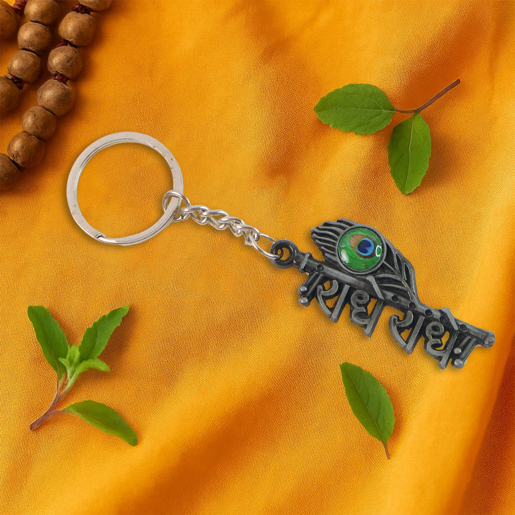 ALVENZA Krishna Theme Keychain Set – Durable Spiritual Metal Keychains