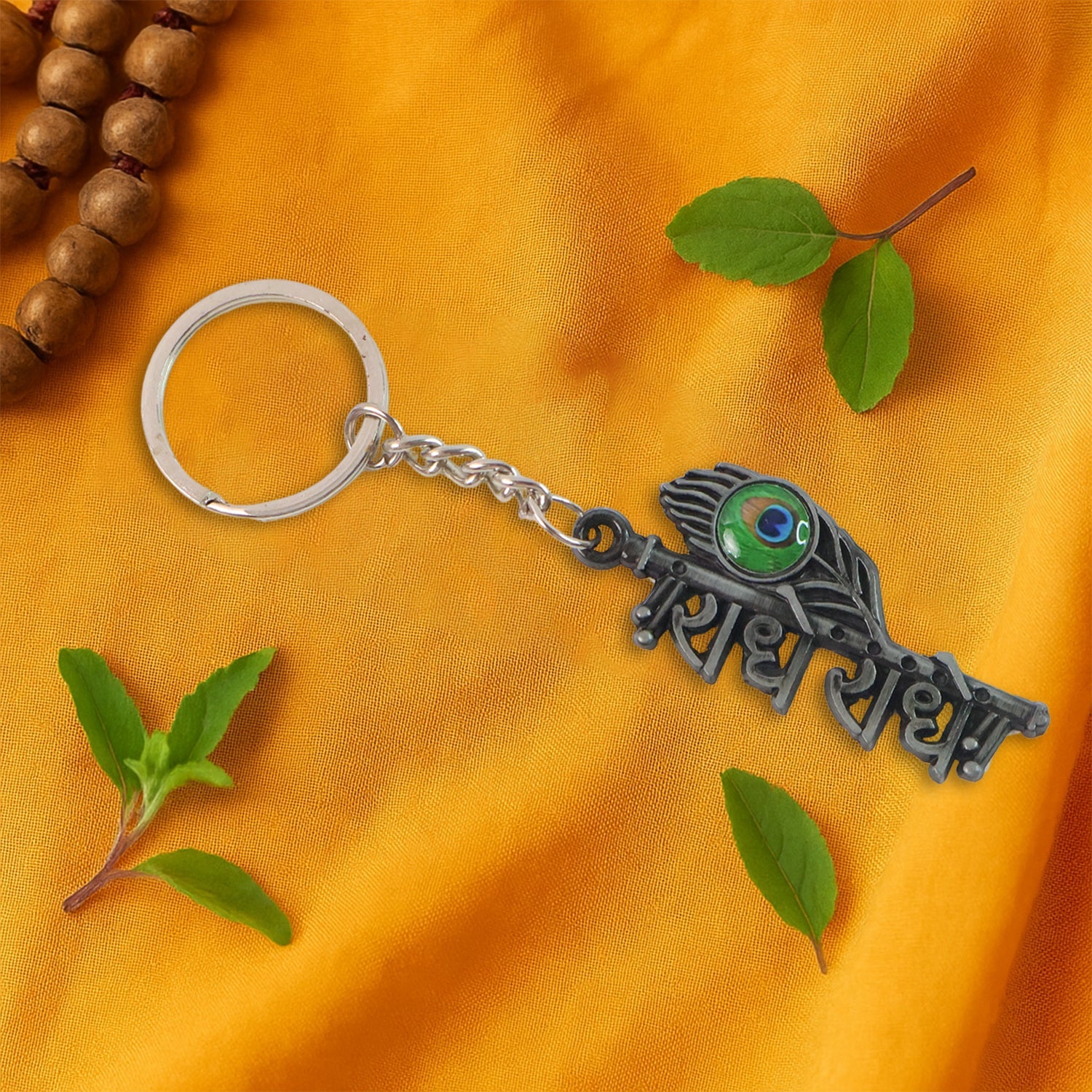 ALVENZA Krishna Theme Keychain Set – Durable Spiritual Metal Keychains