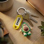 ALVENZA Avocado Cartoon Keychain – Cute Name Tag Holder