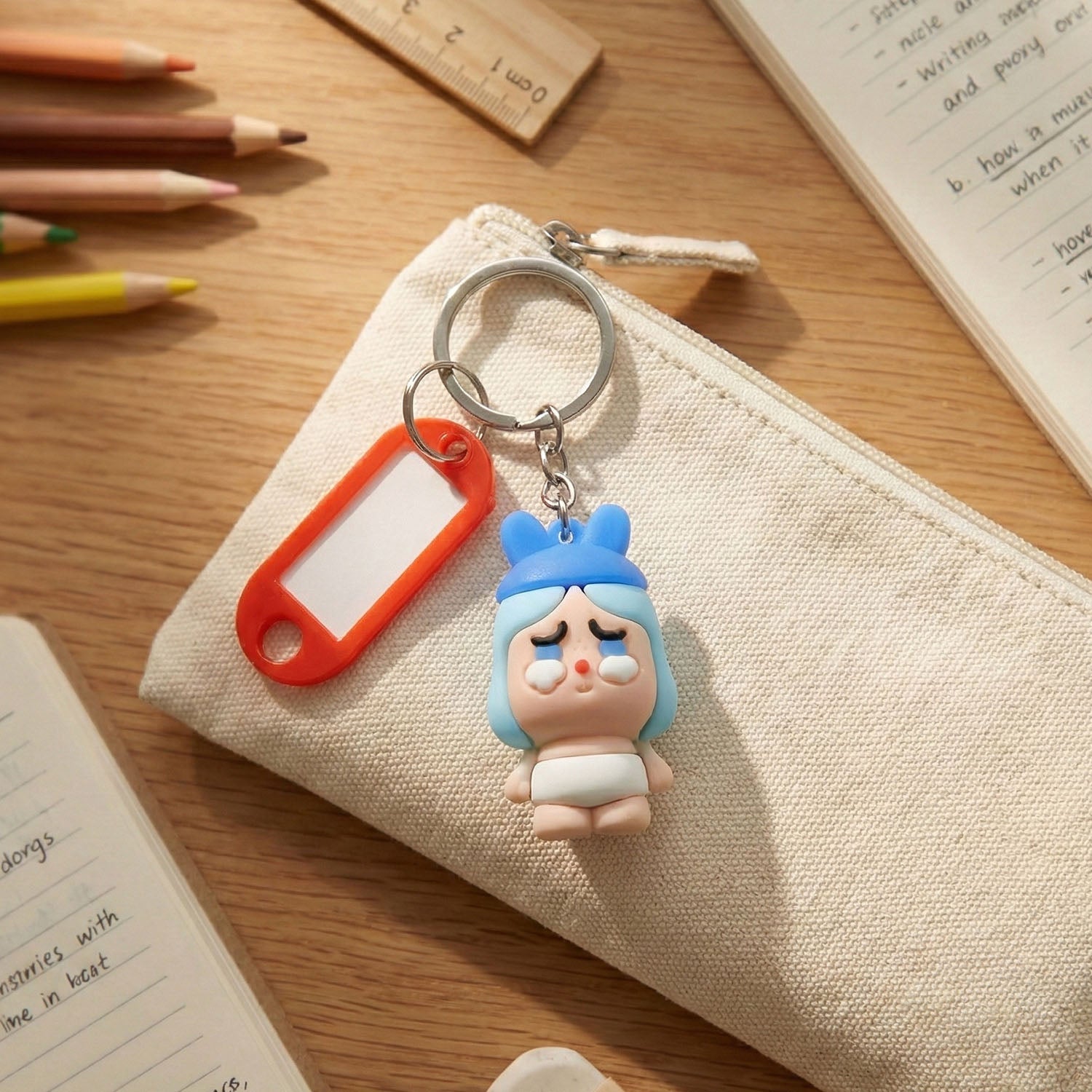 ALVENZA Cartoon Baby Character Keychain – Label Tag Holder for Easy ID