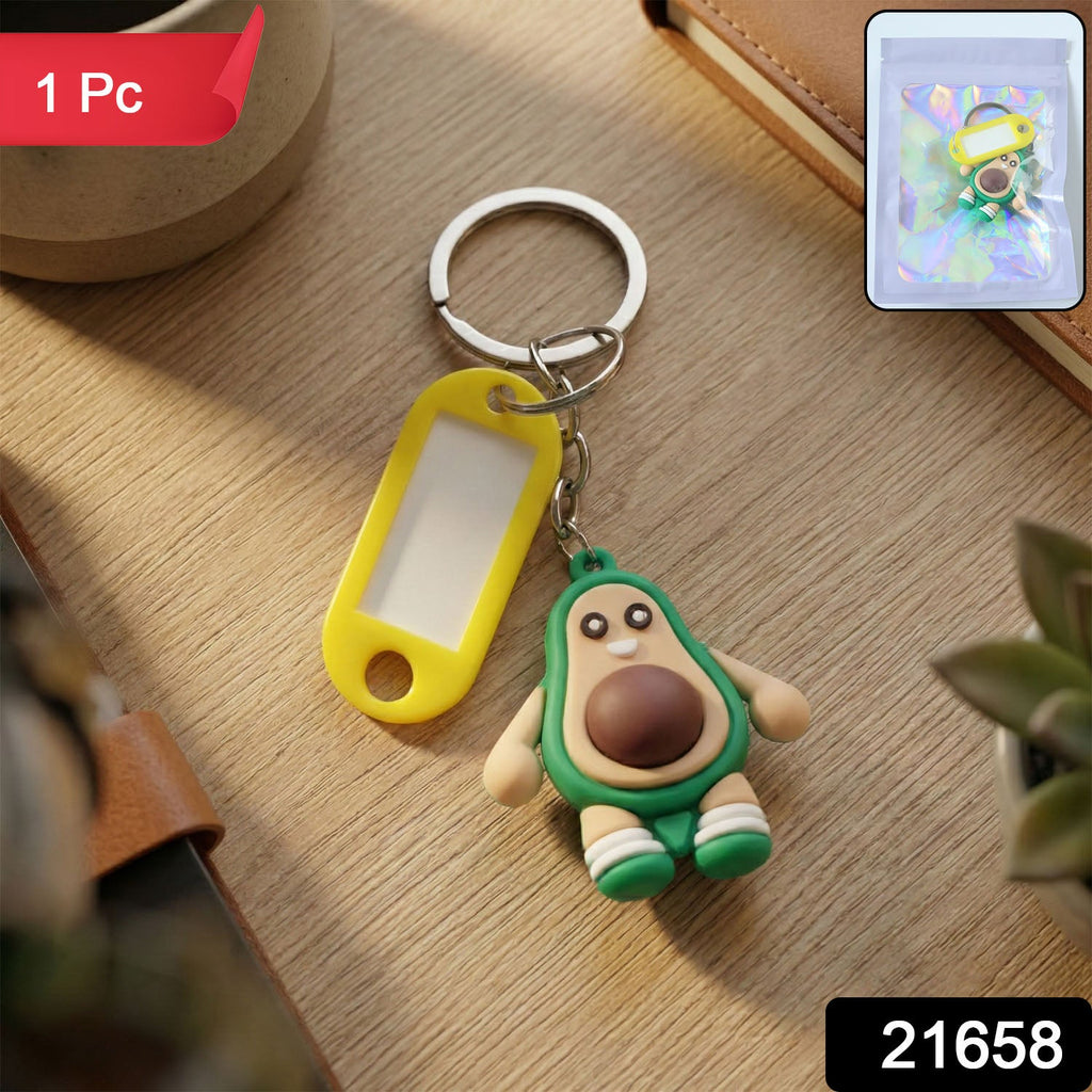 ALVENZA Avocado Cartoon Keychain – Cute Name Tag Holder