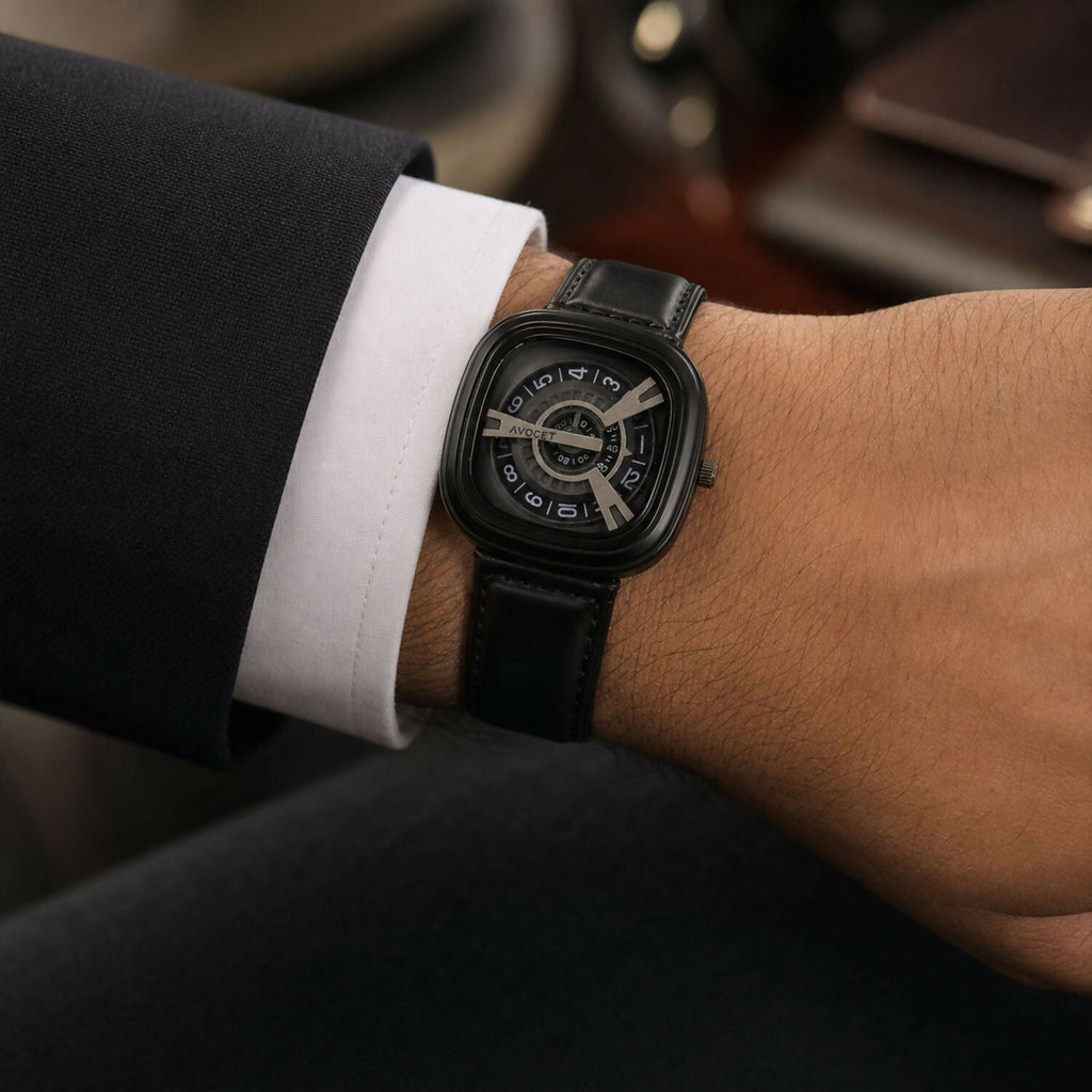 Minimal Black Square Dial Luxury Watch – Elegant & Modern Design