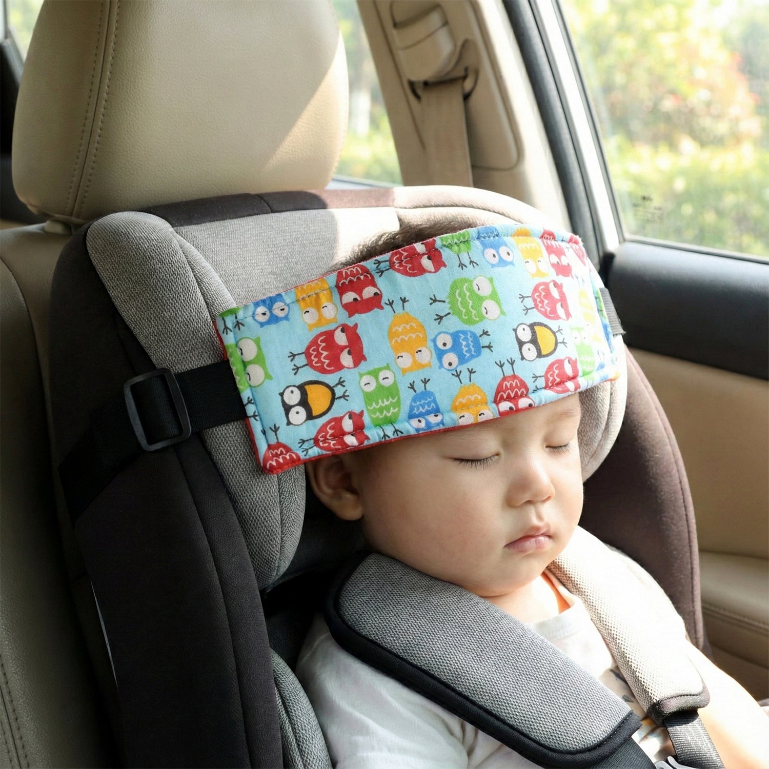 ALVENZA Baby Car Seat Head Support Strap – Adjustable Padded Comfort