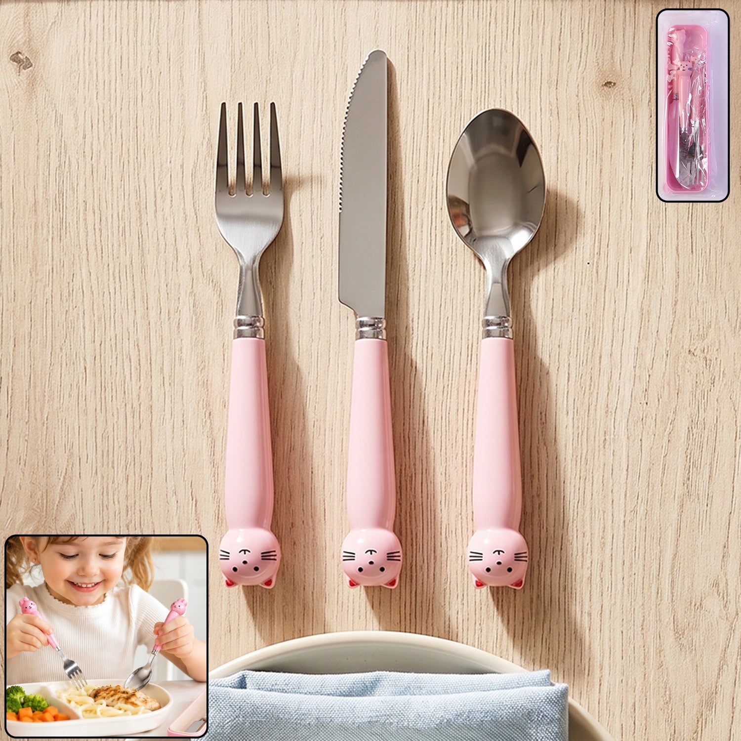 Kids Stainless Steel Cutlery Set Safe, Durable & Portable
