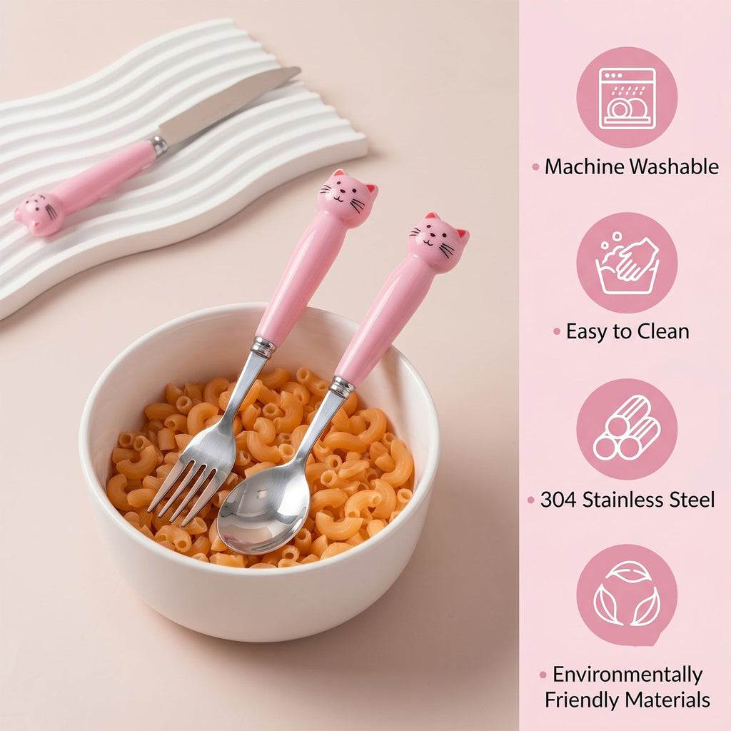 Kids Stainless Steel Cutlery Set Safe, Durable & Portable - Front View
