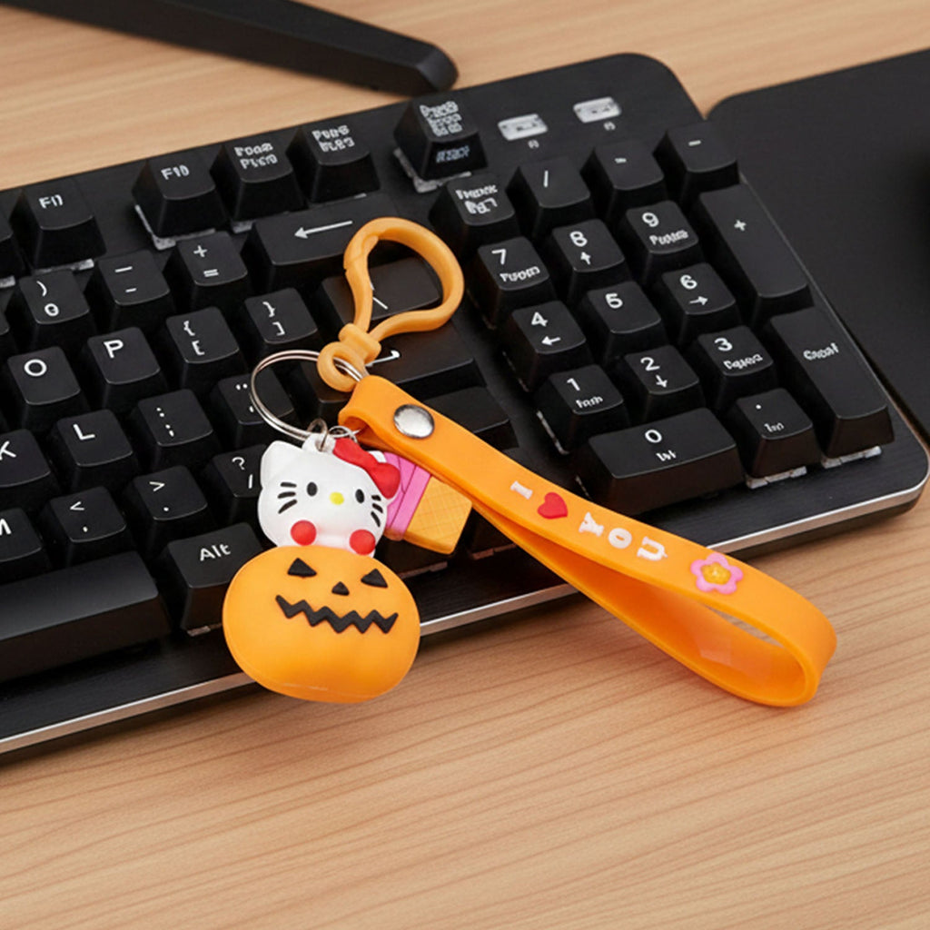 ALVENZA Kitty Pumpkin Keychain, Cute Cartoon Bag Charm Accessory
