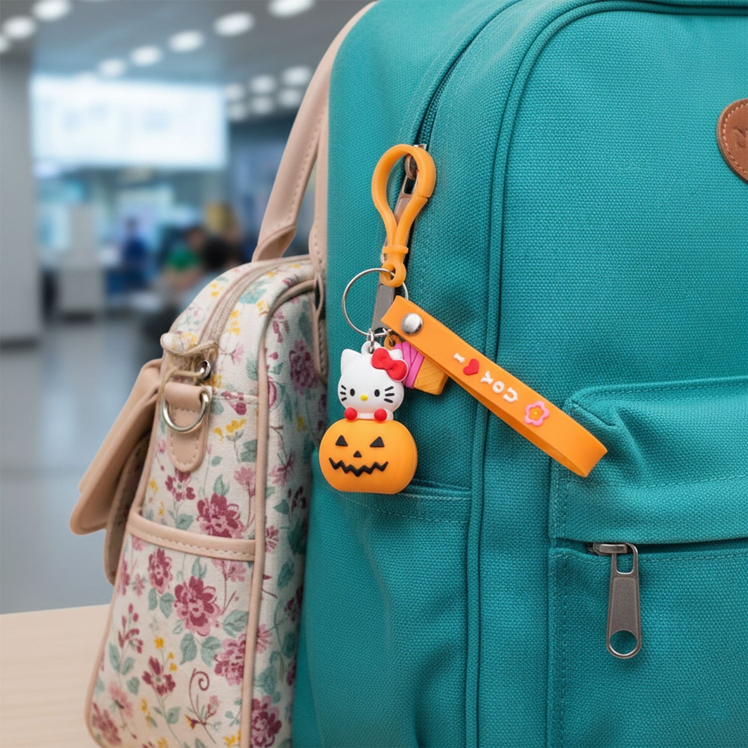 ALVENZA Kitty Pumpkin Keychain, Cute Cartoon Bag Charm Accessory