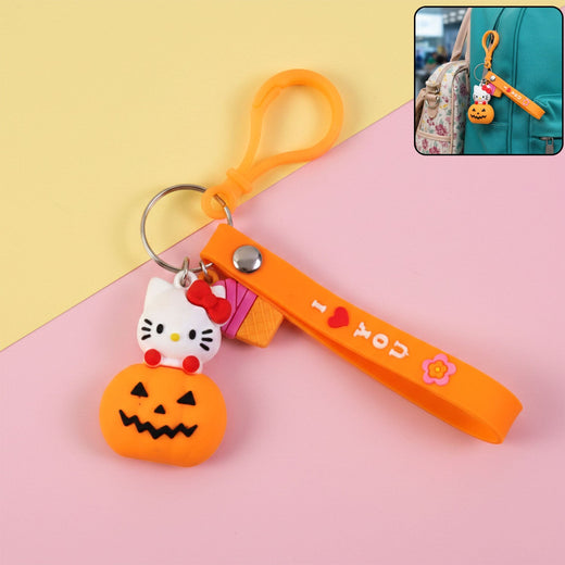 ALVENZA Kitty Pumpkin Keychain, Cute Cartoon Bag Charm Accessory