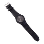 Black Analog Wrist Watch – Elegant Leather Strap & Minimalist Dial