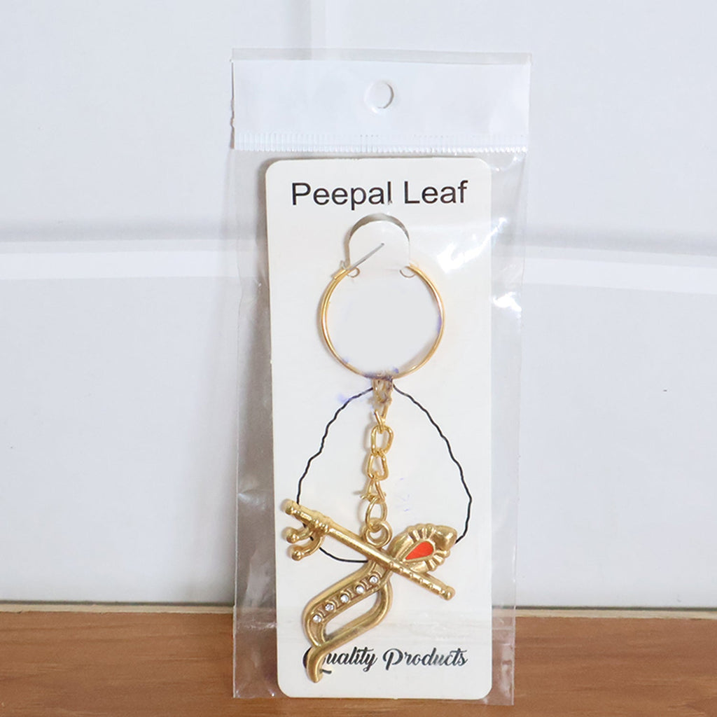 ALVENZA Krishna Metal Keychain – Durable Flute & Peacock Feather Design