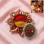 Decorative Kumkum Dani Handcrafted with Stone Work Lid - Side View
