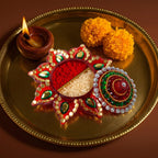 Decorative Kumkum Dani Handcrafted with Stone Work Lid - Front View