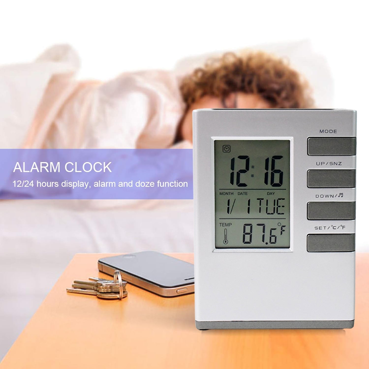 ALVENZA Digital Desk Clock – Multifunction with Pen Holder & Temp Display