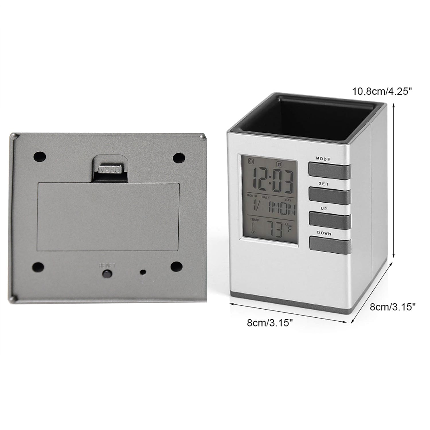 ALVENZA Digital Desk Clock – Multifunction with Pen Holder & Temp Display