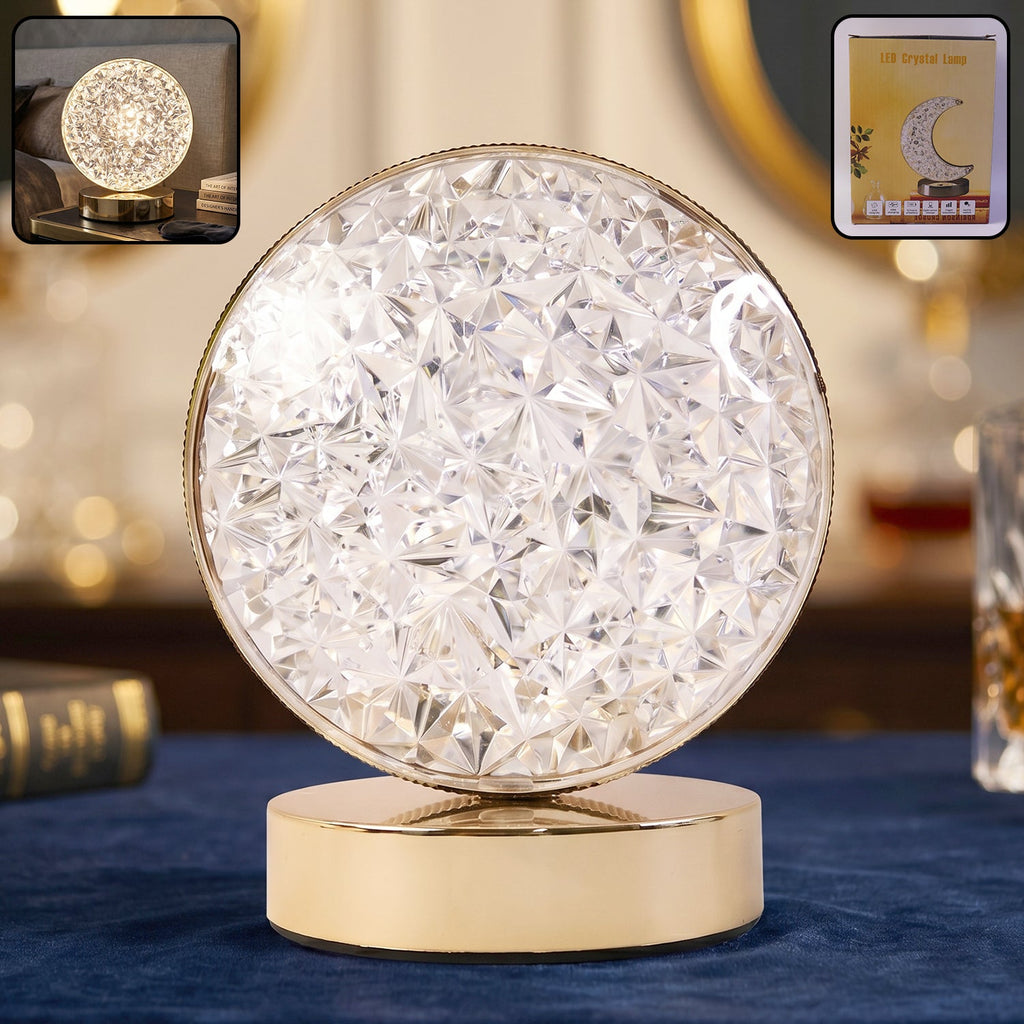 Round Crystal LED Table Lamp Dimmable Touch & USB Rechargeable - Detail View 8