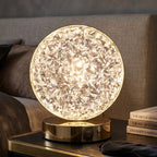Round Crystal LED Table Lamp Dimmable Touch & USB Rechargeable - Front View