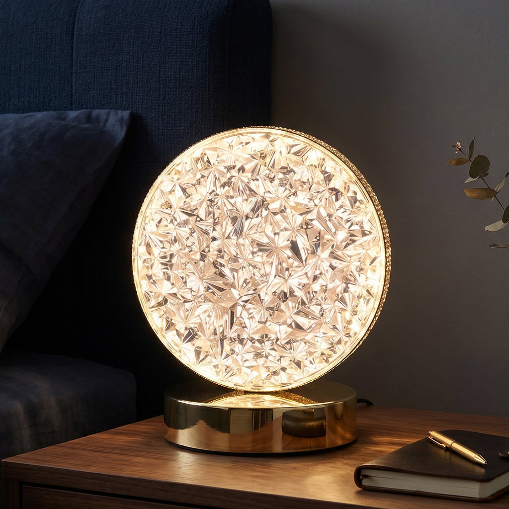 Round Crystal LED Table Lamp Dimmable Touch & USB Rechargeable - Detail View 7