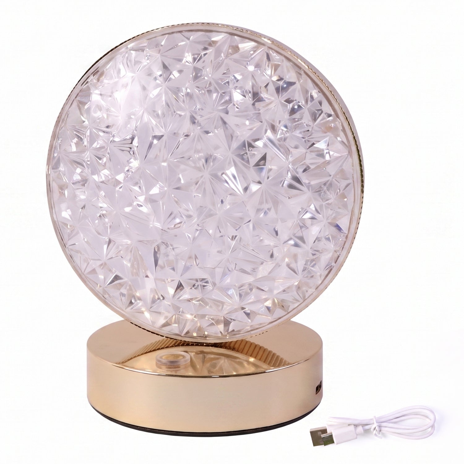 Round Crystal LED Table Lamp Dimmable Touch & USB Rechargeable - Detail View 5