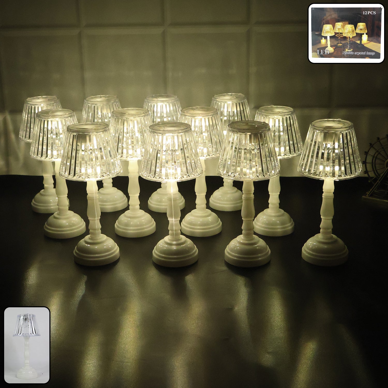ALVENZA LED Crystal Table Lamps – Elegant Set of 12 Warm Lights