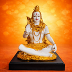 ALVENZA Lord Shiva Meditation Idol – Elegant Golden Finish for Spiritual Spaces