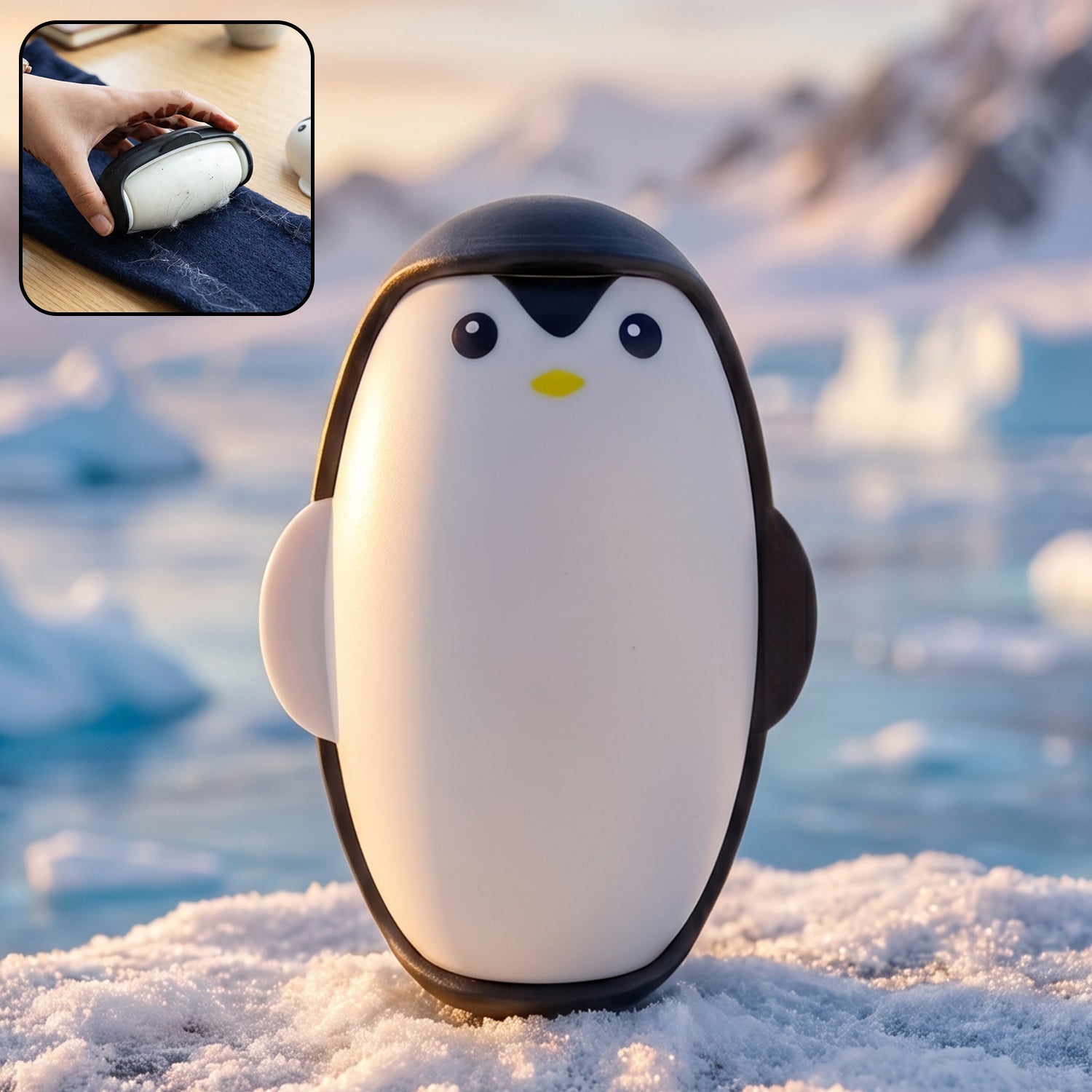 Reusable Penguin Lint Roller Eco-friendly & Compact Cleaning Solution - Front View
