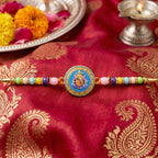 ALVENZA Shop Lord Ganesha Round Coin Designer Rakhi for Raksha Bandhan