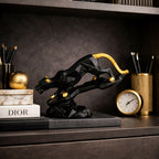 ALVENZA Abstract Black Gold Panther – Modern Decorative Home Statue