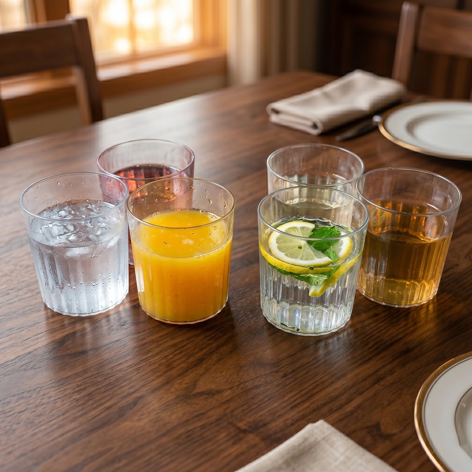 Glass Drinking Set Stylish & Durable 6-piece 300ml Glassware - Back View