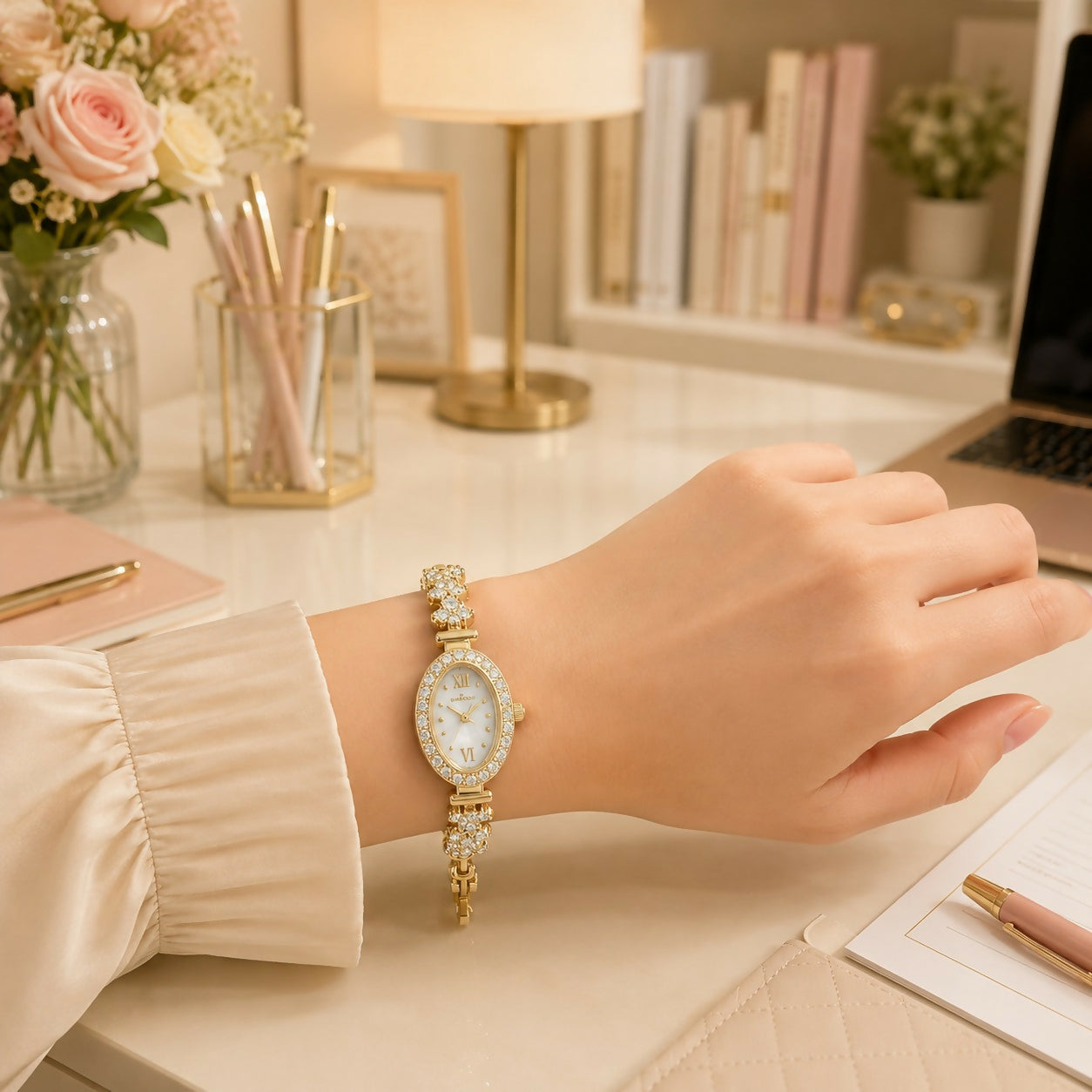 Women's Elegant Crystal Bracelet Watch – Assorted Dial Designs for Special Occasions
